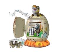 (white)Dinosaur Piggy Bank, Dino Egg ATM Cash Coin Saving Box, Electronic Piggy Bank with Password Fingerprint Unlocking for Boys Grils Gifts