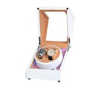 White Double Watch Winder Box for Automatic Watch Built-in LED Light Piano Paint Exterior Dual Power Supply Quiet Motor (C)