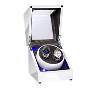 White Double Watch Winder Box for Automatic Watch Built-in LED Light Piano Paint Exterior Dual Power Supply Quiet Motor (B)