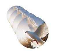 White Dove Flying In The Sun Lot de 4 désodorisants de voiture amusants à suspendre pour voiture - Mignon et durable - Décoration à suspendre - Cadeau pour homme et femme - Forme ronde