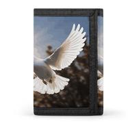 White Dove Flying in The Sun Portefeuille à trois volets pour homme et femme Portefeuille fin à trois volets avec poche avant | Portefeuille polyvalent avec 8 porte-cartes de crédit, style, taille