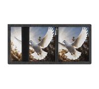 White Dove Flying in The Sun Portefeuille minimaliste à trois volets pour homme avec blocage RFID, 8 porte-cartes de crédit, 1 poche pour billets et fenêtre pour carte d'identité, portefeuille fin à