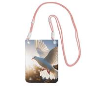 White Dove Flying In The Sun Sac à main pour téléphone portable pour femme, pochette pour téléphone portable, sac portefeuille avec bandoulière noire, pochette de voyage, rose, taille unique