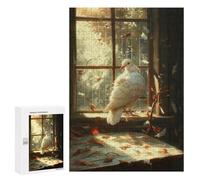 White Dove on Windowsill Puzzle 1000 Pièces Educa Jouet en Bois Cadeau Unique Décoration Intérieure Jeu Éducatif Challenge Toy Adultes Et Enfants À Partir De 14 Ans 300 PCS