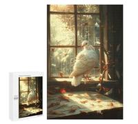 White Dove on Windowsill Puzzle 1000 Pièces Educa Jouet en Bois Cadeau Unique Décoration Intérieure Jeu Éducatif Challenge Toy Adultes Et Enfants À Partir De 14 Ans 1000 PCS