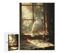 White Dove on Windowsill Puzzle 1000 Pièces Educa Jouet en Bois Cadeau Unique Décoration Intérieure Jeu Éducatif Challenge Toy Adultes Et Enfants À Partir De 14 Ans 500 PCS