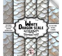 White Dragon Scale Scrapbook Paper: Double Sided Sheets | Dragon Pattern for Card Making, Origami, Mixed Media Art, and Various DIY Craft Projects | 8.5" x 8.5" (21.59 x 21.59 cm)