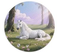 White DragonCheval, Puzzle Rond 1000 Pièces Agrémenté DeCheval, Parfait pour Un Dimanche Pluvieux À La Maison 1000pcs (67.5x67.5cm)