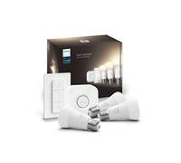 WHITE E27 KIT DE DEMARRAGE - 3 AMPOULES HUE WHITE E27 + PONT DE CONNEXION HUE + TELECOMMANDE VARIATEUR HUE