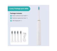 (White)Electric Ultrasonic Toothbrush Childrens Kid Six Speed Mode Home Soft Hair USB Charging Waterproof Adult Tooth Cleaner Automatic Couple Set