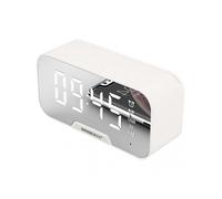 (White)Electronic Alarm Clock LED Digital Display Bluetooth 5.0 Speaker Mirror Alarm Clock With Radio Function Desktop Table Decoration
