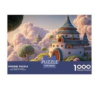 White Estate Floating in The Sky 1000 Pièces Découpe Précise Puzzle Ethereal Fantasy Castle Amusant Jigsaw Jouet Éducatif Déco pour Amis 38x26cm/1000pcs