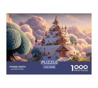 White Estate Floating in The Sky 1000 Pièces Découpe Précise Puzzle Ethereal Fantasy Castle Vibrant Jigsaw Jouet Éducatif pour Enfants 52x38cm/1000pcs