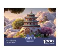 White Estate Floating in The Sky 1000 Pièces Découpe Précise Puzzle Ethereal Fantasy Castle Vibrant Jigsaw Jouet Éducatif pour Enfants 70x50cm/1000pcs