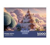 White Estate Floating in The Sky 1000 Pièces Découpe Précise Puzzle Ethereal Fantasy Castle Vibrant Jigsaw Déco Maison pour Enfants 38x26cm/1000pcs