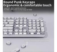 (White) EWEADN V20 Punk Typewriter Mechanical Gaming Keyboard, 104 Keys Round Keycaps LED White Backlit, Key-wire separation design