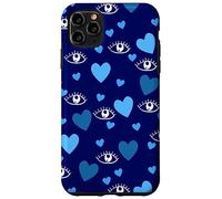 White Eye Lashes Turkish Blue Hearts Pattern Coque pour iPhone 11 Pro Max