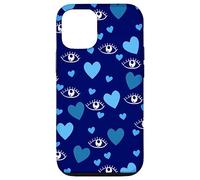 White Eye Lashes Turkish Blue Hearts Pattern Coque pour iPhone 12/12 Pro