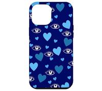 White Eye Lashes Turkish Blue Hearts Pattern Coque pour iPhone 12 Pro Max