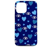 White Eye Lashes Turkish Blue Hearts Pattern Coque pour iPhone 13 Pro Max