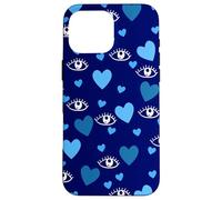 White Eye Lashes Turkish Blue Hearts Pattern Coque pour iPhone 16 Pro Max