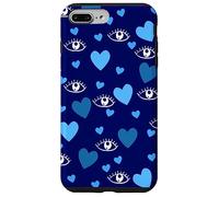 White Eye Lashes Turkish Blue Hearts Pattern Coque pour iPhone 7 Plus/8 Plus