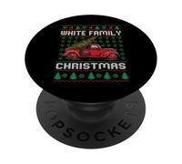 White Family Ugly Christmas Sweater Red Truck Funny Xmas PopSockets PopGrip Adhésif