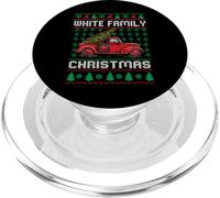 White Family Ugly Christmas Sweater Red Truck Funny Xmas PopSockets PopGrip pour MagSafe