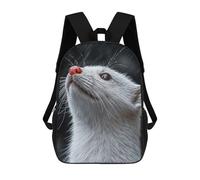 White Ferret Looking Up in Rain Sacs À Dos 17 Pouces Pour Enfants, Sacs D'école Imprimés En 3D Pour Élèves Du Primaire Et Du Collège, Garçons Et Filles