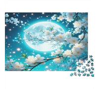 White Fleurs on A Moonlit Night Puzzle 1000 Pièces Adultes intéressant Puzzles 1000 Pièces Défi Jouet Cadeau 70x50cm/1000pcs