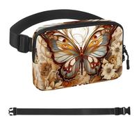 White Flower Art Butterfly-1585 Sac banane à bandoulière pour homme et femme, sac banane pour voyage, marche, course, randonnée, cyclisme, multicolore, 4 x 23 x 15 cm, multicolore,