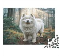 White Fluffy Dog 1000 Piece Jigsaw Puzzle Paper Adult Forest Scene Jigsaw Puzzle for Adults Relaxing Gift 52x38cm/1000pcs
