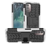 (White)For Nokia G11/g21 Shockproof Anti-fall Tire Pattern Design Cover Pc + Tpu Hybrid Rugged Armor Phone Case With Built-in Kickstand - Orange xinda
