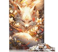 White Fox in Blossom Puzzle 1000 Pieces Cadeau Unique Jeu Éducatif Défi Jouet À De Qualité Supérieure Peinture Art pour Adultes Et Enfants À Partir De 12 Ans 1000pcs (75x50cm)