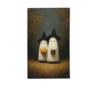 White Ghosts Woods Dark Academia Banderole de vœux avec œillets pour décoration d'intérieur ou d'extérieur 91 x 152 cm