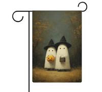 White Ghosts Woods Dark Academia Drapeau de jardin esthétique en toile de jute double face 30,5 x 45,7 cm