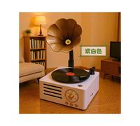 (White, Gift bag) T15 Bluetooth Speaker Retro Vinyl Record Player Wireless Desktop Speaker with Rotating Turntable Creative Gift for Women Birthday