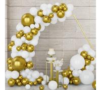 White Gold Balloon Bow Kit, 154Pcs White Gold Helium Latex Balloon Set Garland Diy For Boy Girl Women Men Birthday Wedding Baby Shower Engagement Graduation