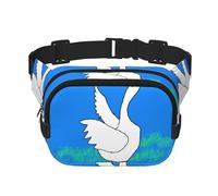 White Goose spread its wings Printed fashion waist bag, Unisex messenger bag, fashion travel waist bag