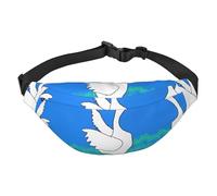 white goose spread its wings Sac banane à bandoulière pour garçons, grand sac banane de voyage tendance pour le sport, la course, le cyclisme, les voyages, la pêche, noir, taille unique