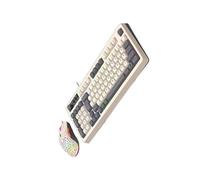 (White gray)Ergonomic 98Key Wire Keyboard Mouse ARGB Lighting Film Technology for Gaming