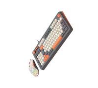 (White gray orange)Ergonomic 98Key Wire Keyboard Mouse ARGB Lighting Film Technology for Gaming