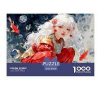 White-Haired Girl in Red and Gold 1000 Pcs Carton Premium Coffret De Puzzles Cosmic Flower Girl Stimulant Et Éducatif Défi Unique Puzzles As Birthday Gifts 70x50cm/1000pcs