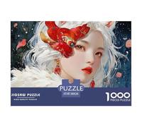 White-Haired Girl with Red Vulpine Ears 1000 Pcs Carton Premium Coffret De Puzzles Mystical Masked Girl Stimulant Et Éducatif Jeu Créatif Puzzles As Birthday Gifts 38x26cm/1000pcs