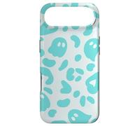 White Halloween Ghost Snow Leopard Print Cheetah Design Teal Coque pour iPhone Air