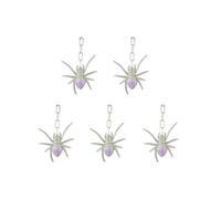 (White)Halloween Glowing Spiders Set of 5 Multifunction Haunted House Decoration