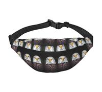 White Head Eagle Sac banane pour homme et femme en polyester imprimé avec sangle réglable pour voyage, marche, sport, Noir , Taille unique