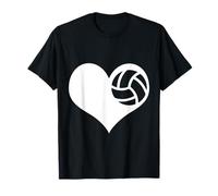 White Heart and Volleyball Lover Player Women Girls T-Shirt