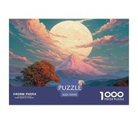 White Horse Glloping in Front of The Moon 1000 Pièces Carton Premium Lot de Puzzles Lion in Fiery Clouds Stimulant Et Éducatif Jeu Familial Puzzles As Birthday Gifts 70x50cm/1000pcs