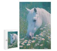 White Horse in Daisy Field-1 Puzzle 1000 Pièces Educa Jouet en Bois Cadeau Unique Décoration Intérieure Jeu Éducatif Challenge Toy Adultes Et Enfants À Partir De 14 Ans 1000 PCS